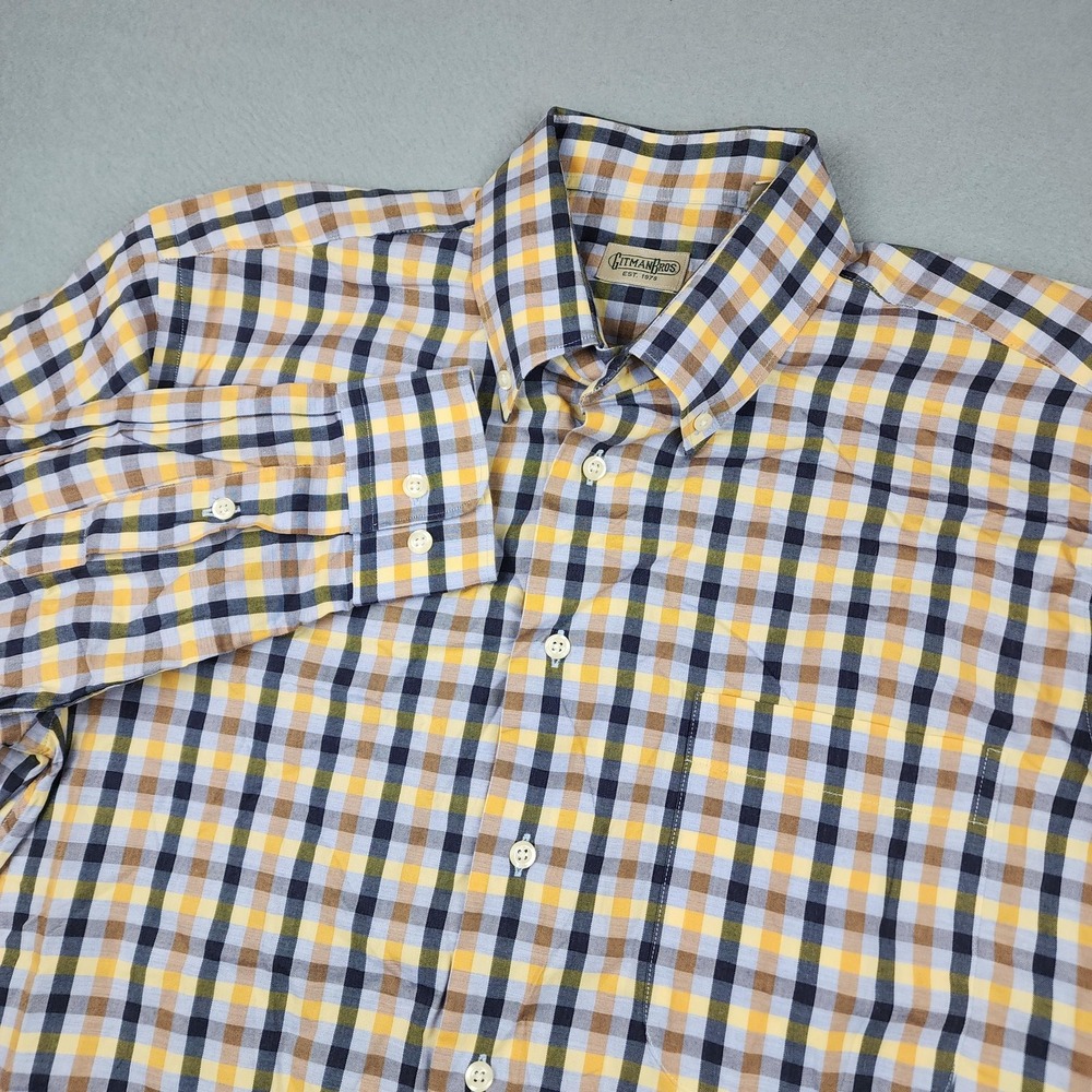 Gitman Bros. Shirt Mens Large Multicolor Plaid Long Sleeve Button Down Made USA